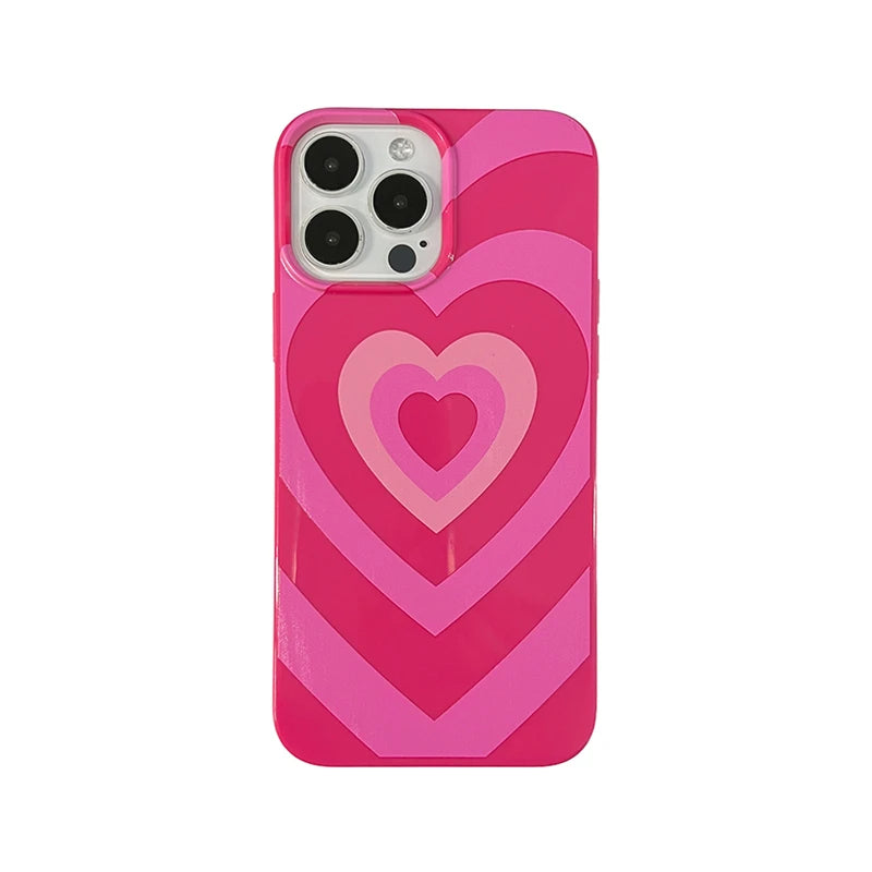 INS Cute Sweet Love Heart Pink Phone Case For iPhone 14 13 12 11 Pro Max X XR 7 8 Plus SE 3 Soft Silicon Bumper Protective Cover