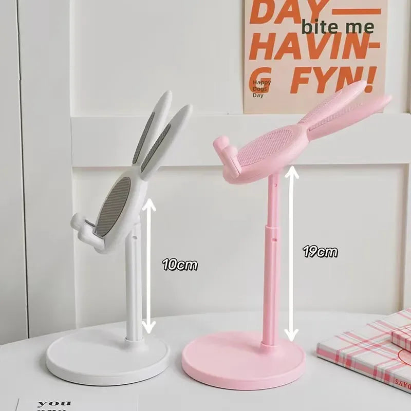 Pink Phone Holder Desktop Cell Phone Stand For iPhone 13 14 Samsung Smartphone Adjustable Lovely Rabbit Cartoon Table Support